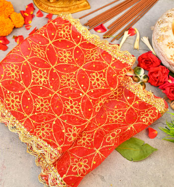 Servdharm Divine Red Mata Chunri 26 x 10 Inch