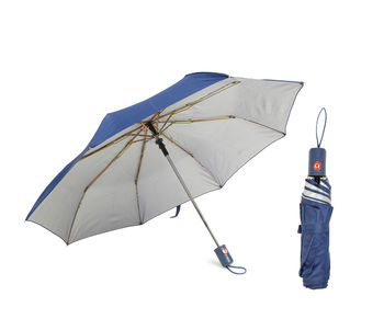 Citizen 3 Fold 22 Inch Auto Royal Blue Mono Silver Umbrella