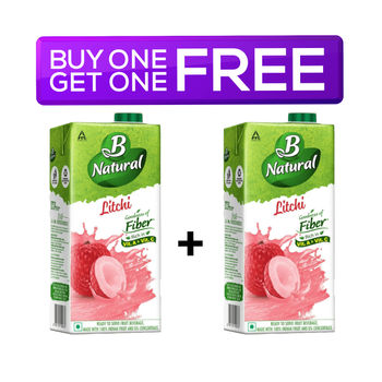 B Natural Litchi Juice (Tetra Pack) 1 LITER 1 l Combo