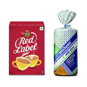 Brooke Bond Red Label Tea(250gms) & Modern Milk Plus Bread(350gms) Combo