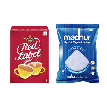 Brooke Bond Red Label Tea(250gms) & Madhur Sugar/Sakkare(1kg) Combo