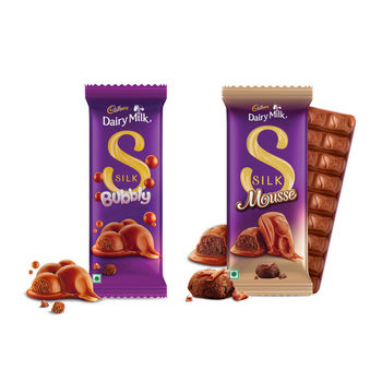 Cadbury Dairy Milk Silk Bubbly Chocolate 50 gms & Dairy Milk Silk Mousse Chocolate Bar 50 gms Combo