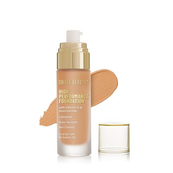 Swiss Beauty High Performance Foundation | Medium to Buildable Coverage | Natural Buff, 55g