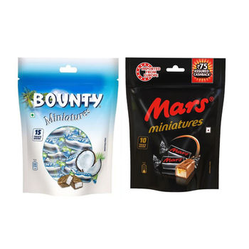 Bounty Coconut 130g + Mars Nougat & Caramel 100g Minis Chocolate Combo Pack