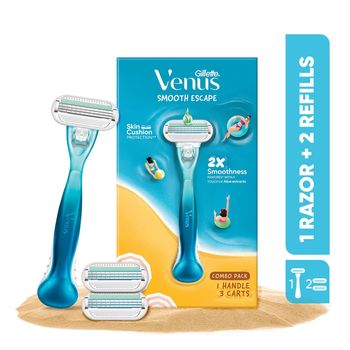 Gillette Venus Smooth Combo Pack|Razor Plus 2 Refills|Aloe Vera Smooth