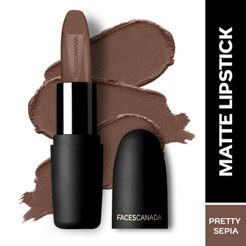 Faces Canada Weightless Matte Finish Lipstick- Pretty Sepia 08 | Intense Color