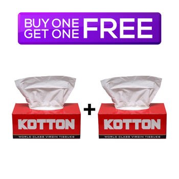 Kotton Facial Tissues Box - 2 Ply - 100% Virgin Pulp/Paper Box 200 pc  X 2 Combo