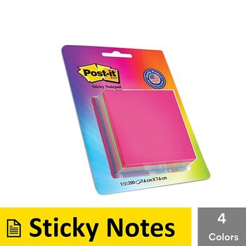 Post-it Sticky Notes - 3" X 3" | Multicolour | Paper | Square | 200 Sheets