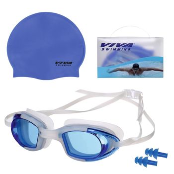 Swimming Viva Set (Cap, Goggles, Ear plug) - Assorted