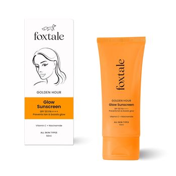 Foxtale Glow Sunscreen Spf 50 Pa++++ Lightweight Sunscreen With Vitamin C For Men & Women