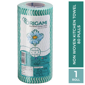 Origami Non Woven Reusable Kitchen Towel Roll - 80 Pulls Per Roll