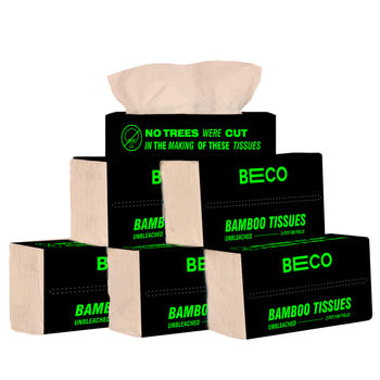 Beco Bamboo Super Soft Facial Tissue 100 Pulls (Pack Of 6) 600 Pulls 2 Ply