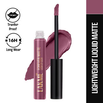 Lakme Forever Matte Liquid Lip, 16Hr Lipstick, Lightweight & Transferproof - Mauve Fling