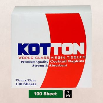 Kotton Soft Napkin - 1 Ply -100% Virgin Pulp/Paper,33CMX33CM,100 pcs