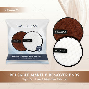 KLOY Reusable Multipurpose Makeup Removal Facial Cleansing Pads (Pack of 2), White & Brown