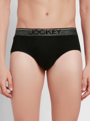 Jockey 8037 Men's Super Combed Cotton Solid Brief with Ultrasoft Waistband_Black_XL