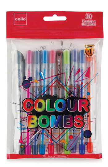 Cello Colour Bombs - 10pc Coloured Ink Gel pens