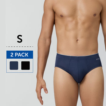 XYXX Men's Underwear Micro Modal Brief -S (Dress Blue + Black)