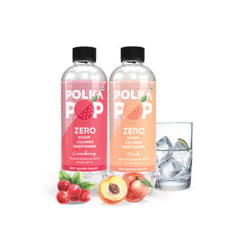 Polka Pop Peach Sparkling Water(300ml) & Polka Pop Cranberry Sparkling Water(300ml) Combo