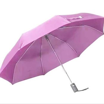 Fendo 3 Fold 22 Inch Inch Auto Open Close Pink with Silver Coating Umbrella