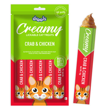 Drools Creamy Lickable Cat Treat Crab & Chicken 5 Sticks