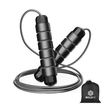 Boldfit Adjustable Skipping Rope - Black Jump Rope for Exercise