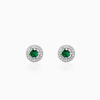 Giva Silver Forest Green Shining Halo Studs