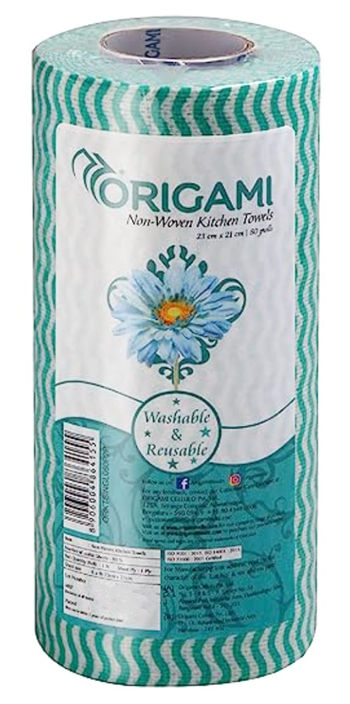 Origami Non Woven Reusable Kitchen Towel Roll - 80 Pulls Per Roll