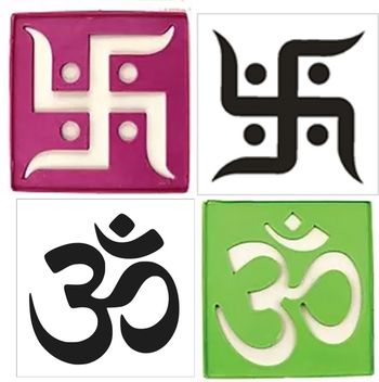 Festive Rangoli 4 x 4" Om and Swastik Aar Par Stencil Pack of 2