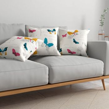 Urban Space Cotton Cushion Covers, Set of 3, made of Cotton 16 inch x 16 inch,Butterfly