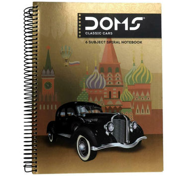 Doms 6 Subject Spiral Note Books (Classic Cars Series) 70 Gsm Paper-300 Pages