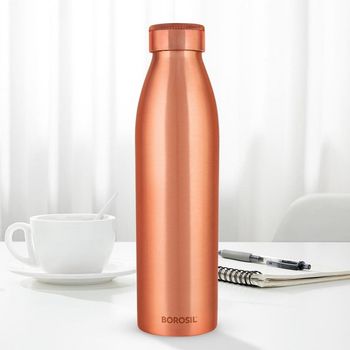 Borosil Pro Copper Water Bottle, 100% Copper, Leak-Proof, For Everyday Use, 950 Ml