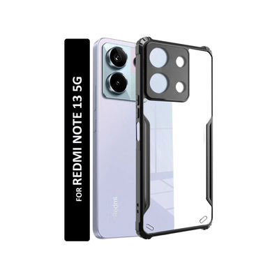 Redmi Note 13 5G Back Cover - Black Bordered Transparent Case