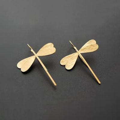 Gold Dragonfly Drop Earrings | jlt12788