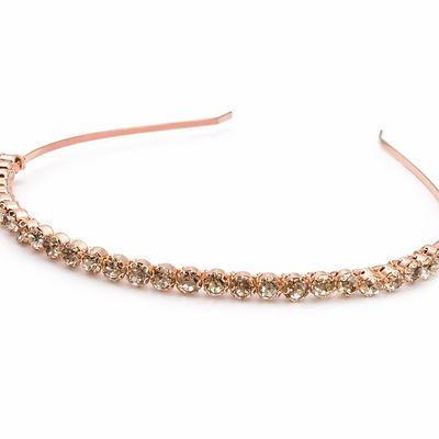 Big Diamante Single Line Hair Band for Girls and Women - Rosegold