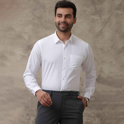 Men's 100% Cotton Full Sleeve Shirt | White - 42