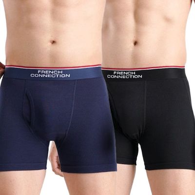 Fc Regal Baron Men's Long Trunks | Navel Academy & Jet Black - M