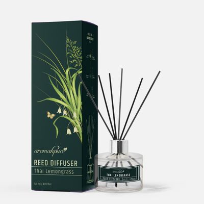 Premium Reed Diffuser - Lemongrass, With 6 Fiber Reed Stick