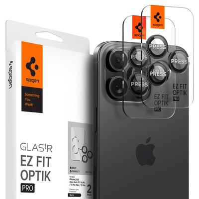 iPhone 15 Pro Max/15 Pro/14 Pro Max/14 Pro High Quality Glass EZ Fit Optik Pro Black (2P)