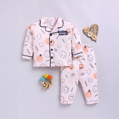 Girls' Printed Cotton Night suits | Peach | 09 - 12 months