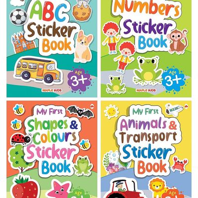 My First Sticker Books - Alphabet, Numbers, Shapes, Colours, Animals (Set of 4 Books)