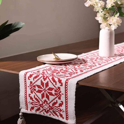 Cotton Dining Table Runner | Red | 183 x 35 cm