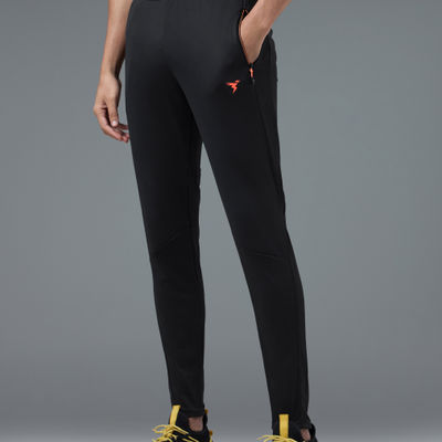 Men Poly Solid Slim Fit Sports Trackpants with TECHNO DRY | Black | XL