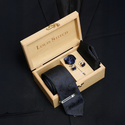 Louis Stitch Men's Silk Necktie Set | Space Blue - Standard
