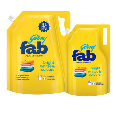 Machine & Hand Wash Detergent Liquid Refill Pouch (950ml) & Godrej Fab Liquid Detergent Refill Pouch For Machine (4L) Combo