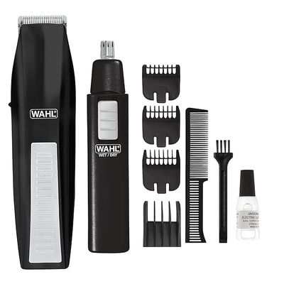 Battery Beard Trimmer for Men | For Beard & Moustache | 1 hour Runtime | Carbon Steel Blade | 8 Length Settings | Black, Silver