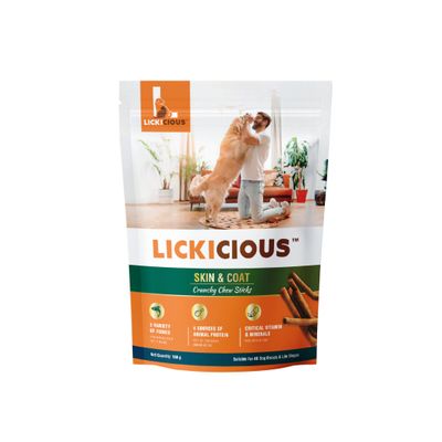LICKICIOUS Dog Treats for Healthy Skin & Coat with Omega 3,6 & 9 | Fish - Chicken - Egg & Flaxseed