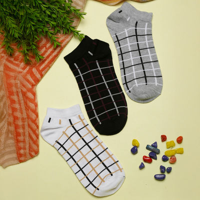 Men's Checkered Cotton Blend Ankle Socks | Assorted - Free Size
