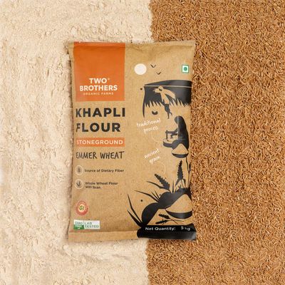 Two Brothers Khapli | Emmer Long Wheat Atta, Stoneground 5 Kg
