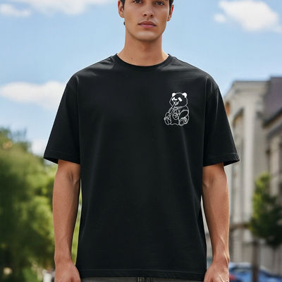 Men's Round Neck half sleeve Oversized T-shirt |AA(ARN)BLACK32 | Black - XL